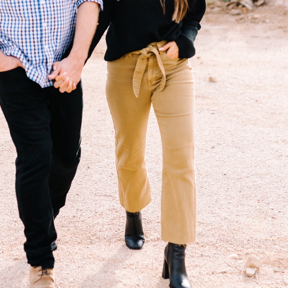 High waisted tie belt jeans